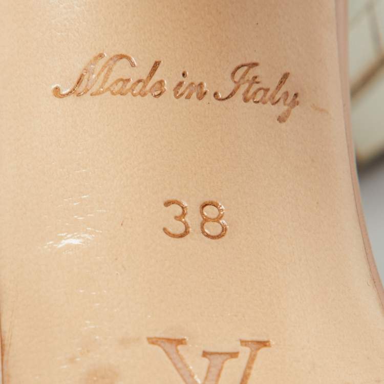 Pre Owned Louis Vuitton Tri Color Monogram Canvas and Leather Double Strap Sandals Size 38