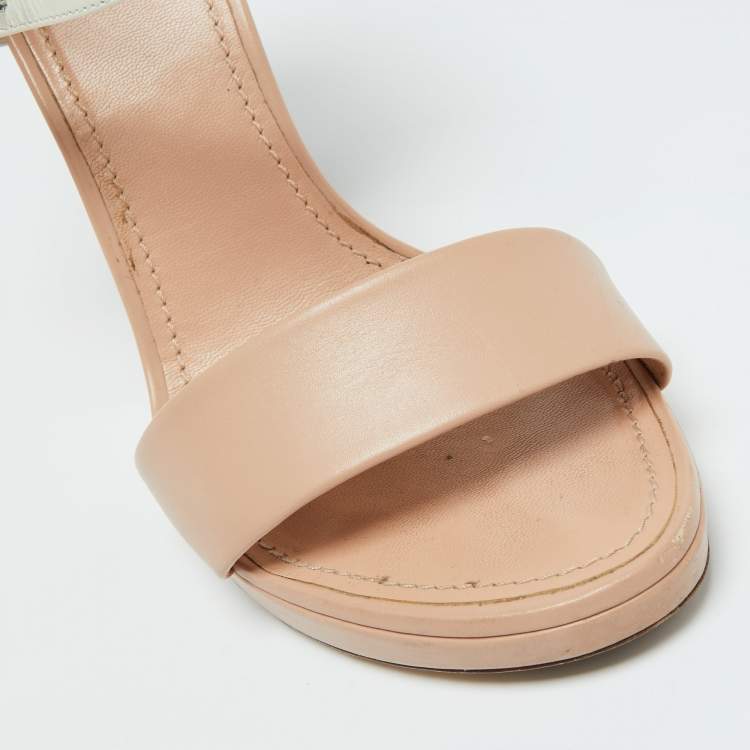 Pre Owned Louis Vuitton Tri Color Monogram Canvas and Leather Double Strap Sandals Size 38