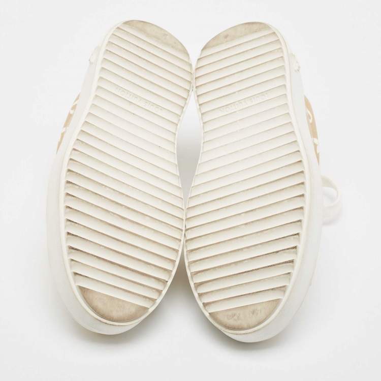 Pre Owned Louis Vuitton Beige/White Monogram Giant Canvas Time Out Sneakers Size 38.5