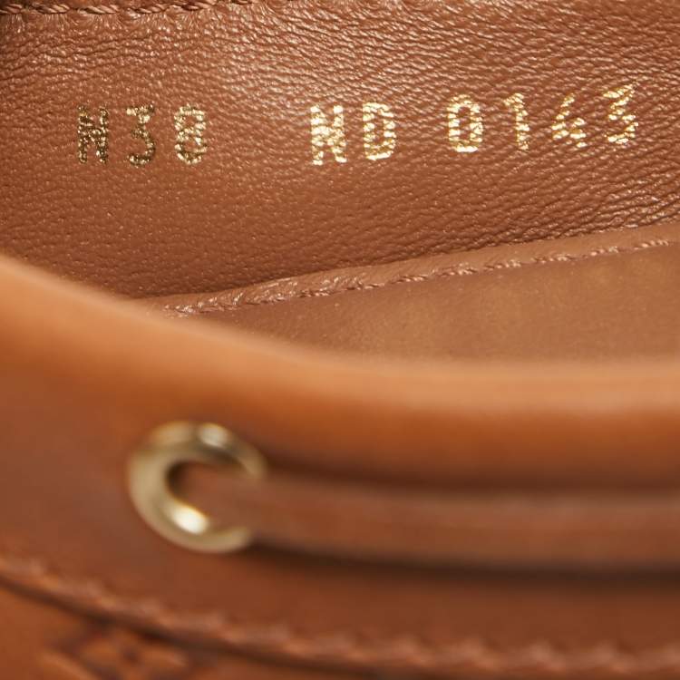 Pre Owned Louis Vuitton Brown Leather Gloria Loafers Size 38