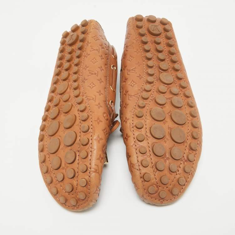 Pre Owned Louis Vuitton Brown Leather Gloria Loafers Size 38