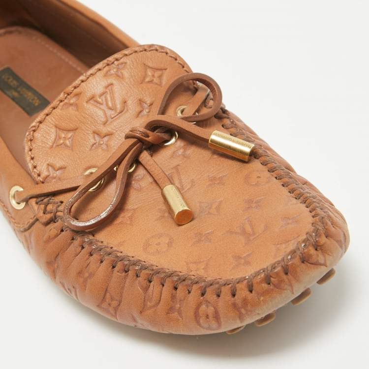 Pre Owned Louis Vuitton Brown Leather Gloria Loafers Size 38