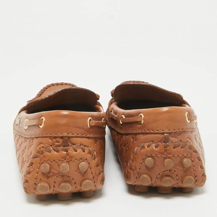 Pre Owned Louis Vuitton Brown Leather Gloria Loafers Size 38