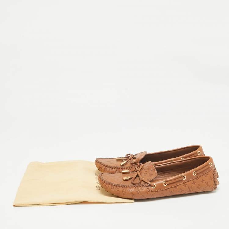 Pre Owned Louis Vuitton Brown Leather Gloria Loafers Size 38