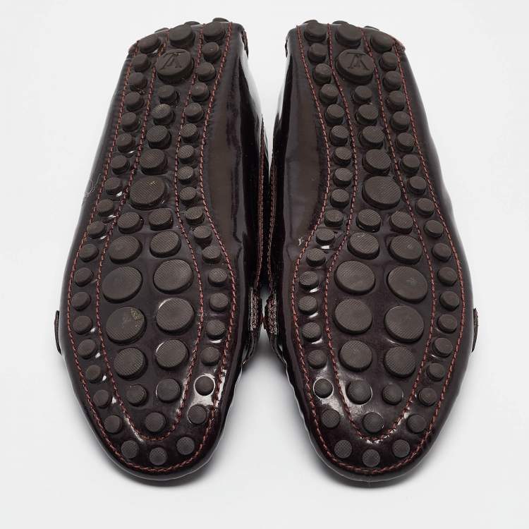 Pre Owned Louis Vuitton Burgundy Patent Leather Oxford Loafers Size 40