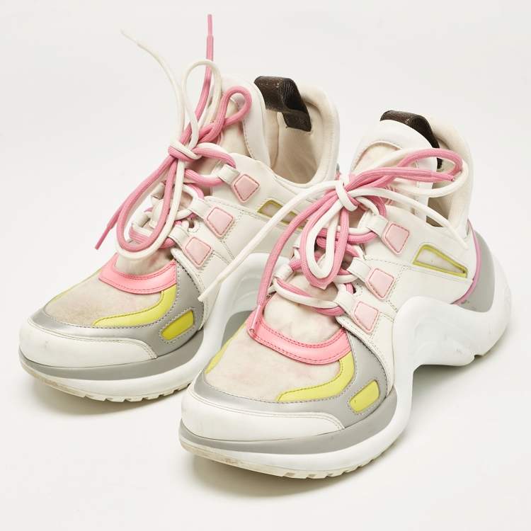 Pre Owned Louis Vuitton Multicolor Leather Net Archlight High Top Sneakers Size 36.5