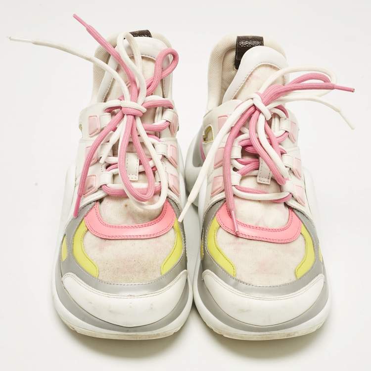 Pre Owned Louis Vuitton Multicolor Leather Net Archlight High Top Sneakers Size 36.5