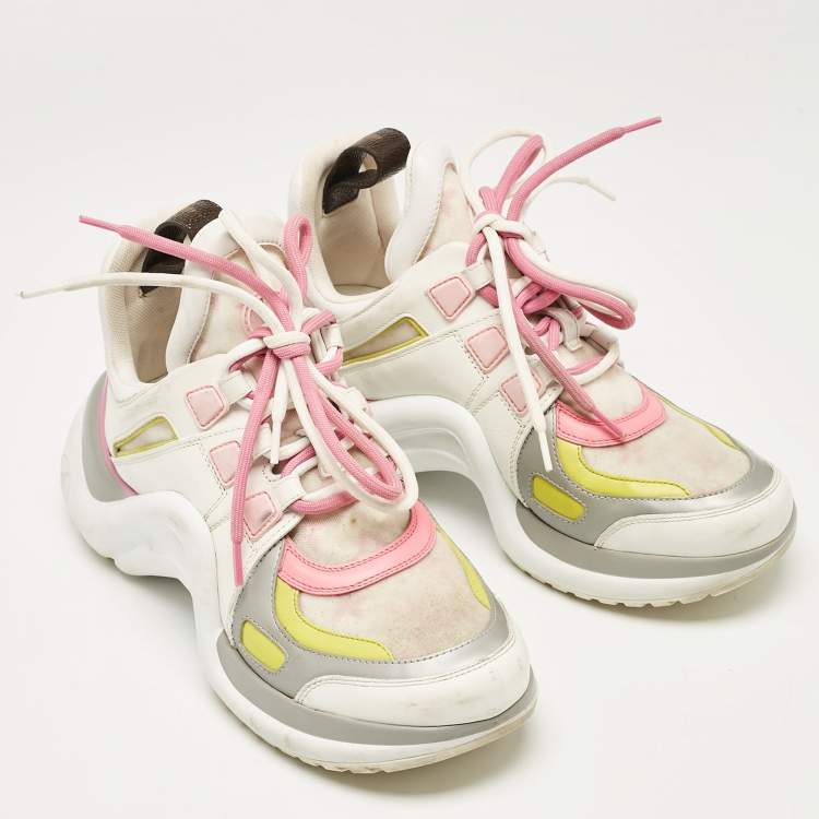 Pre Owned Louis Vuitton Multicolor Leather Net Archlight High Top Sneakers Size 36.5