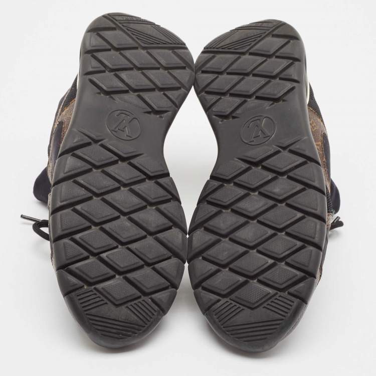 Pre Owned Louis Vuitton Brown/Black Monogram Canvas Neoprene Run Away Low Top Sneakers 37
