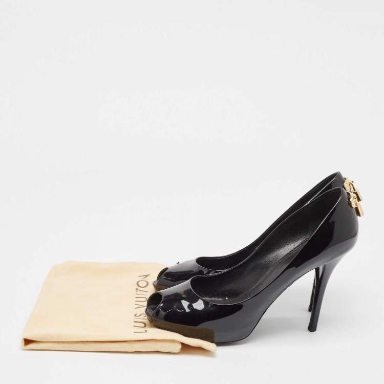 Pre Owned Louis Vuitton Black Patent Leather Oh Really! Peep Toe Pumps Size 42