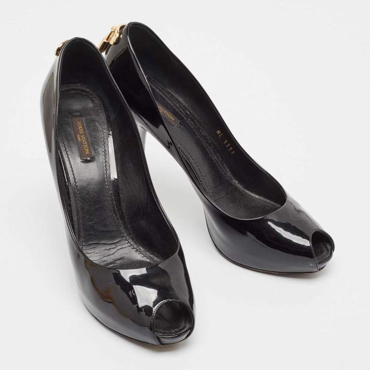 Pre Owned Louis Vuitton Black Patent Leather Oh Really! Peep Toe Pumps Size 42