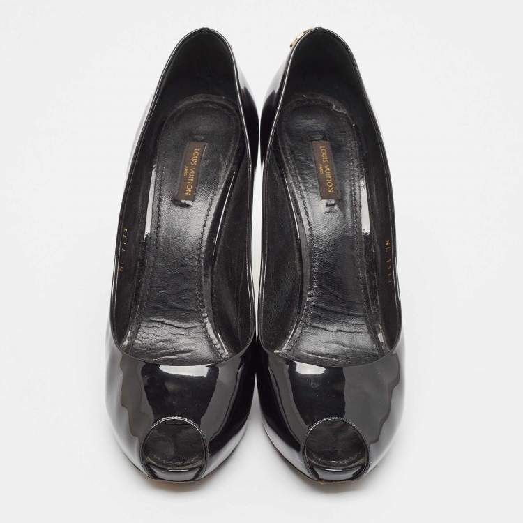 Pre Owned Louis Vuitton Black Patent Leather Oh Really! Peep Toe Pumps Size 42