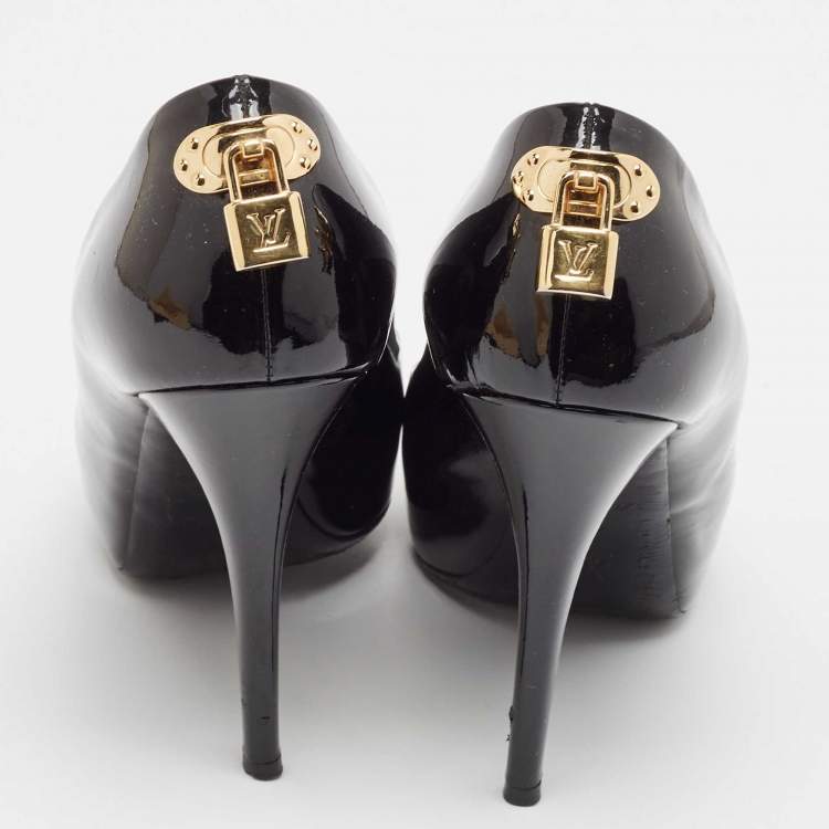 Pre Owned Louis Vuitton Black Patent Leather Oh Really! Peep Toe Pumps Size 42
