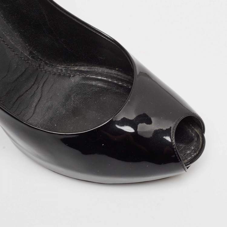Pre Owned Louis Vuitton Black Patent Leather Oh Really! Peep Toe Pumps Size 42