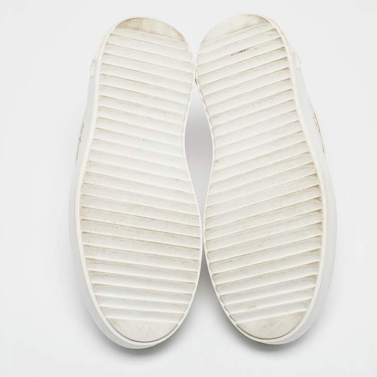 مملوكة مسبقًا Louis Vuitton White/Gold Monogram Leather Time Out Sneakers Size 37.5