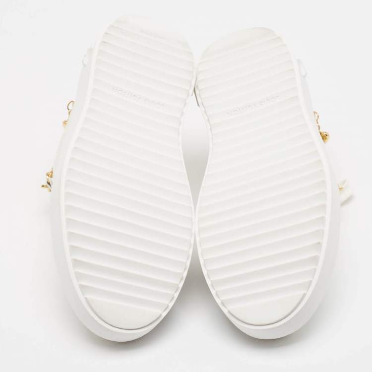 Pre Owned Louis Vuitton White/Peach Leather Time Out Sneakers Size 38