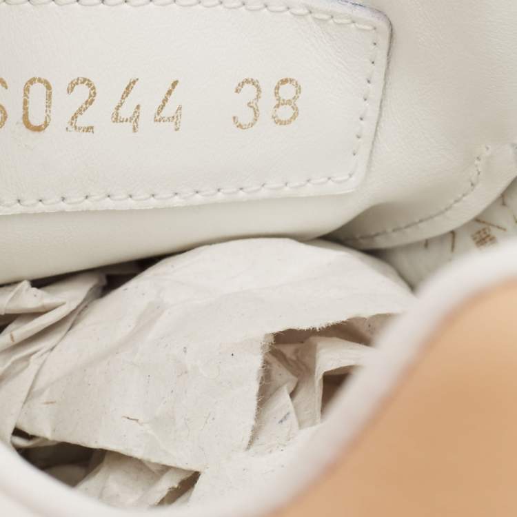 Pre Owned Louis Vuitton White/Peach Leather Time Out Sneakers Size 38