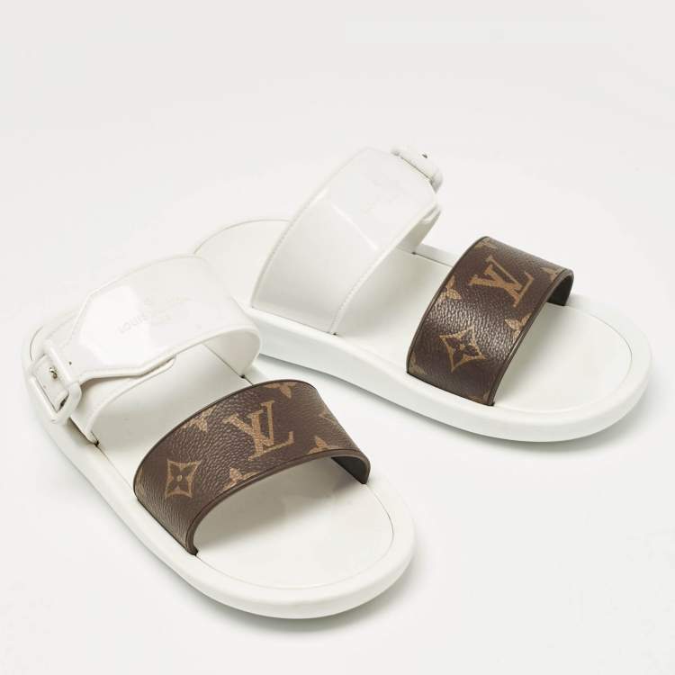Pre Owned Louis Vuitton Monogram Sunbath Slide Sandals Size 38