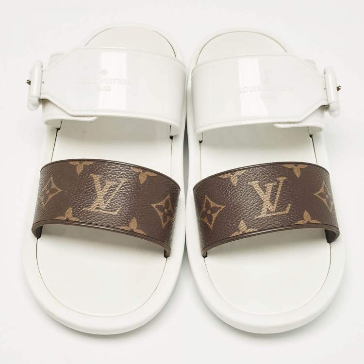 Pre Owned Louis Vuitton Monogram Sunbath Slide Sandals Size 38