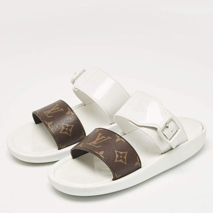 Pre Owned Louis Vuitton Monogram Sunbath Slide Sandals Size 38