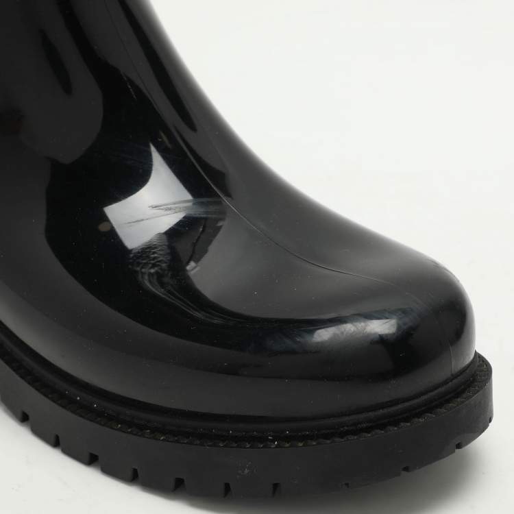 Pre Owned Louis Vuitton Black Monogram Rubber Rain Boots Size 39