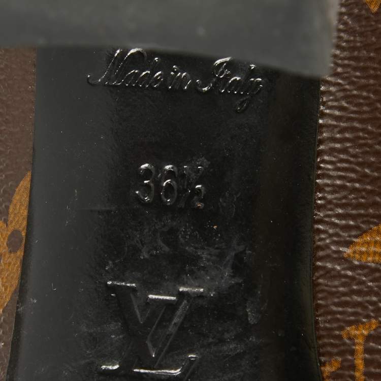 Pre Owned Louis Vuitton Brown Canvas Madeleine Block Heel Pumps Size 36.5