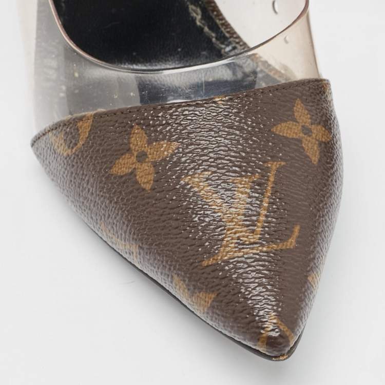 Pre Owned Louis Vuitton Transparent/Brown Monogram Canvas and PVC Chérie Pumps Size 39