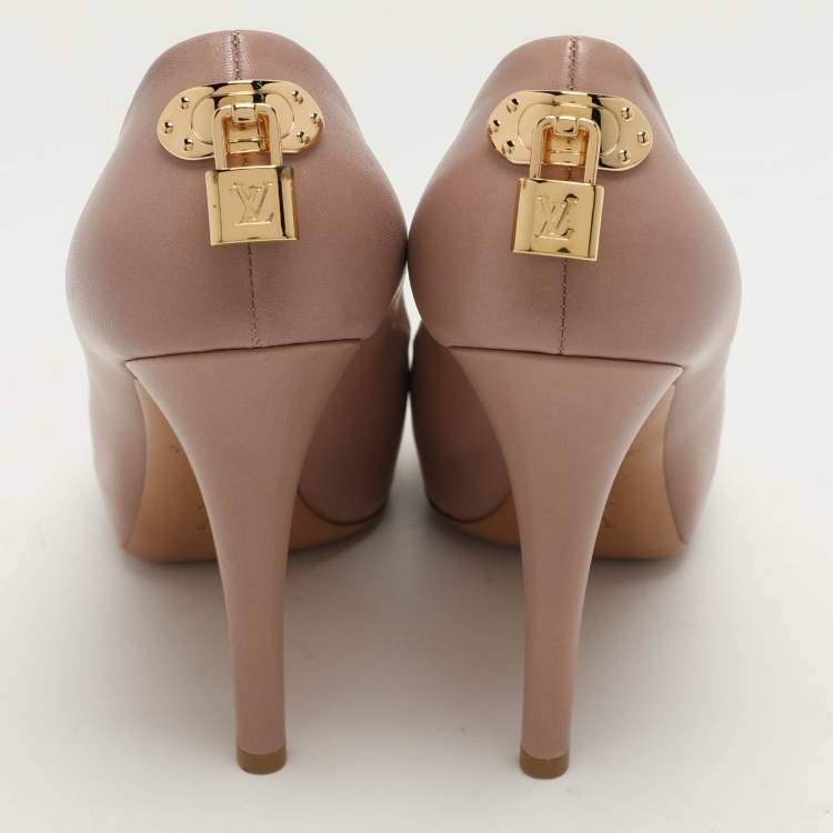 Pre Owned Louis Vuitton Beige Leather Oh Really! Peep Toe Pumps 39.5