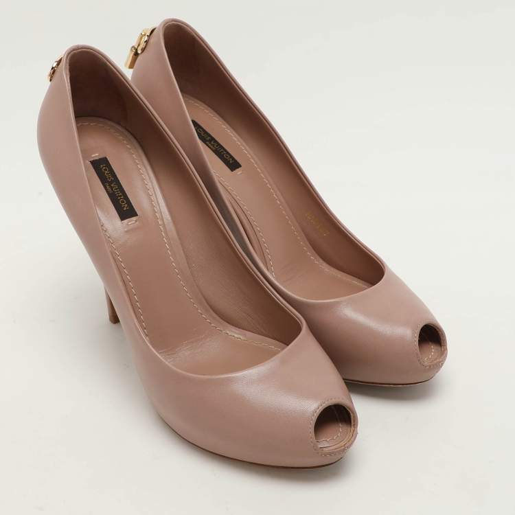 Pre Owned Louis Vuitton Beige Leather Oh Really! Peep Toe Pumps 39.5