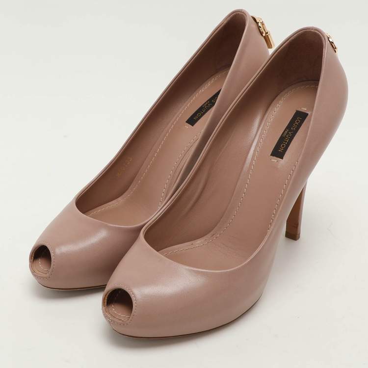 Pre Owned Louis Vuitton Beige Leather Oh Really! Peep Toe Pumps 39.5