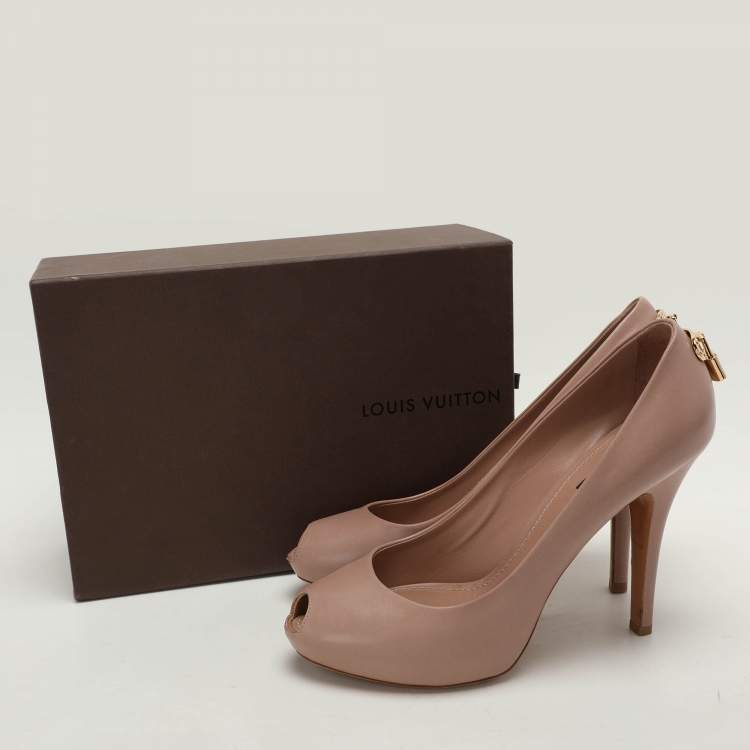 Pre Owned Louis Vuitton Beige Leather Oh Really! Peep Toe Pumps 39.5