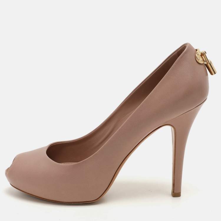 Pre Owned Louis Vuitton Beige Leather Oh Really! Peep Toe Pumps 39.5