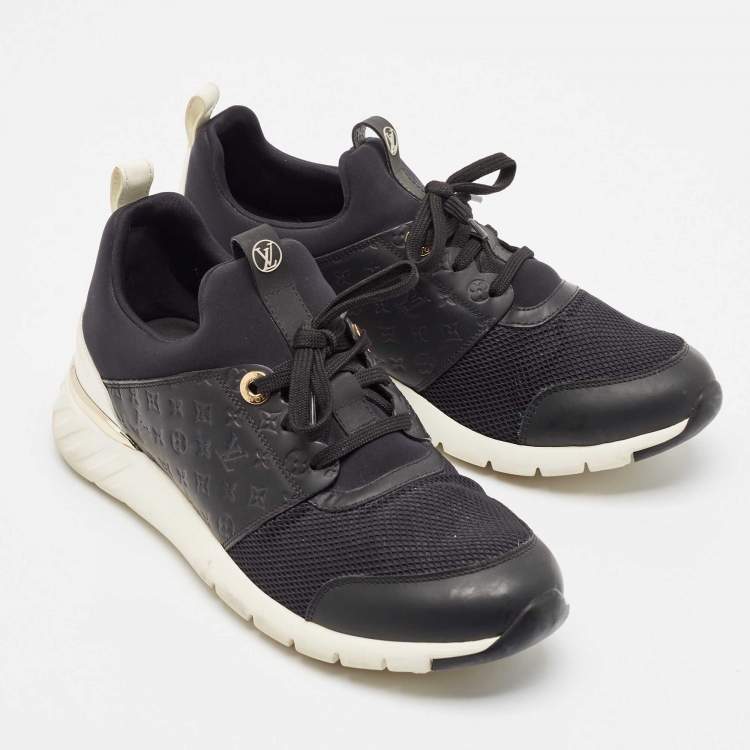 Pre Owned Louis Vuitton Black Mesh and Neoprene LV Trainer Lace Up Sneakers Size 40