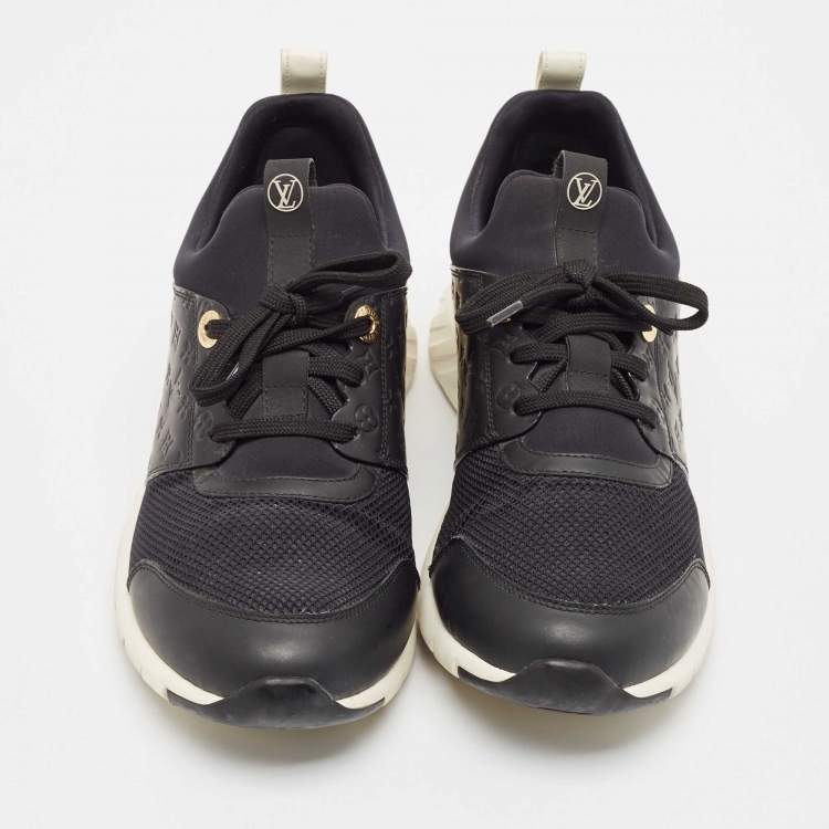 Pre Owned Louis Vuitton Black Mesh and Neoprene LV Trainer Lace Up Sneakers Size 40