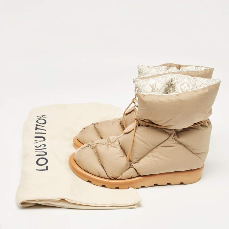 Pre Owned Louis Vuitton Beige Nylon Pillow Confort Boots Size 39