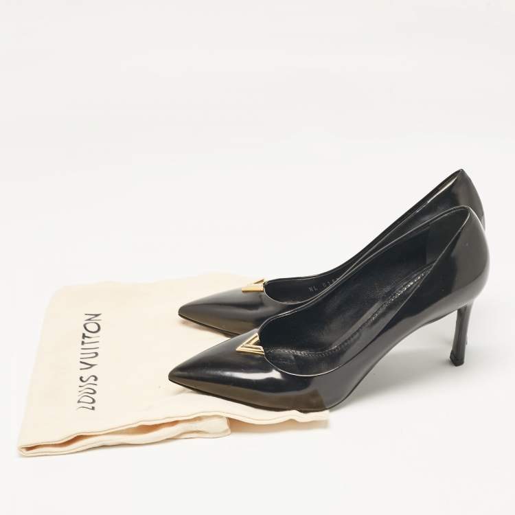 Pre Owned Louis Vuitton Black Leather Heart Breaker Pumps Size 38