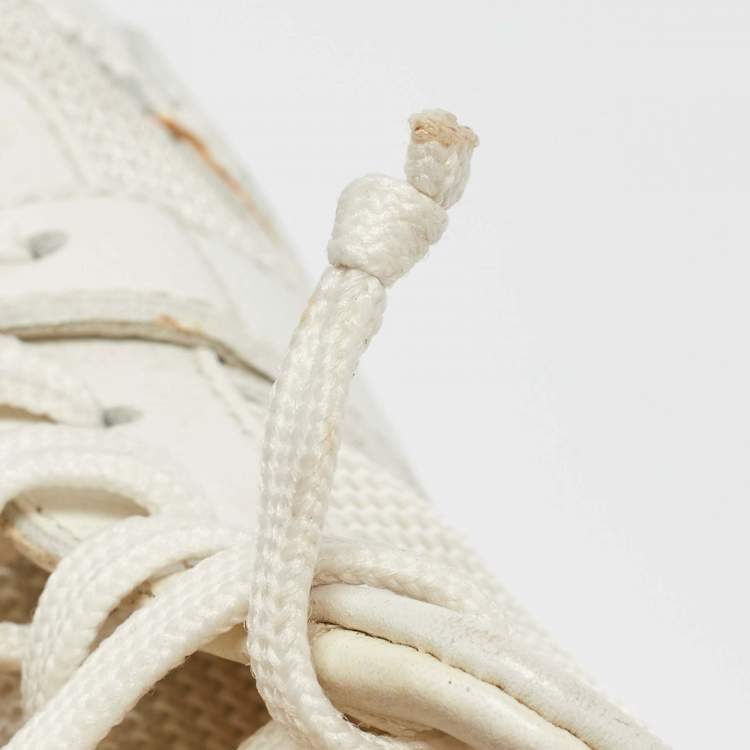 Pre Owned Louis Vuitton White Leather and Mesh Run Away Sneakers Size 37