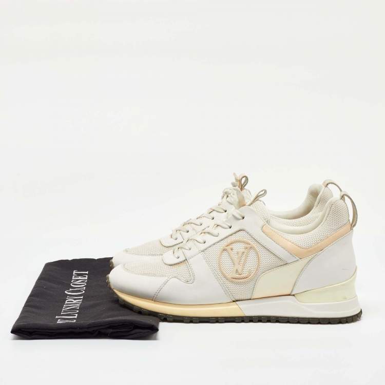 Pre Owned Louis Vuitton White Leather and Mesh Run Away Sneakers Size 37