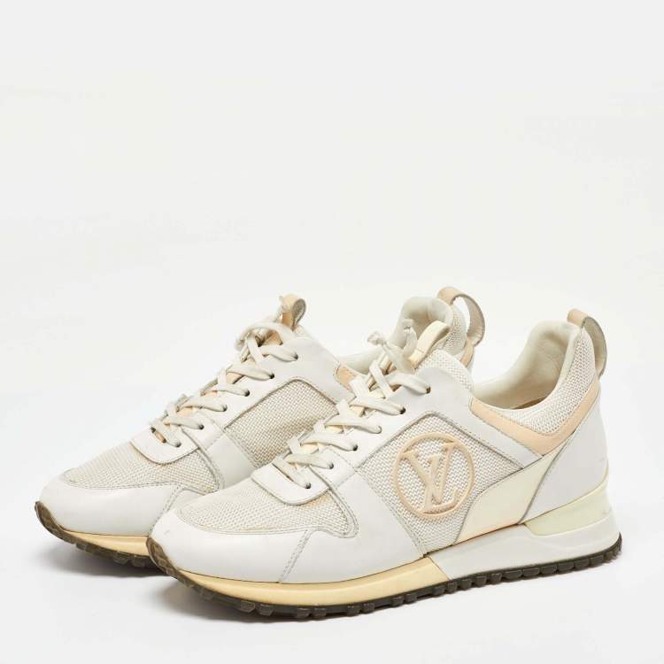 Pre Owned Louis Vuitton White Leather and Mesh Run Away Sneakers Size 37