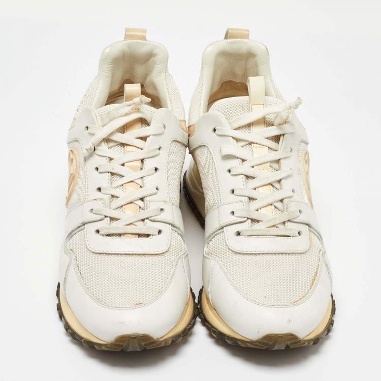 Pre Owned Louis Vuitton White Leather and Mesh Run Away Sneakers Size 37
