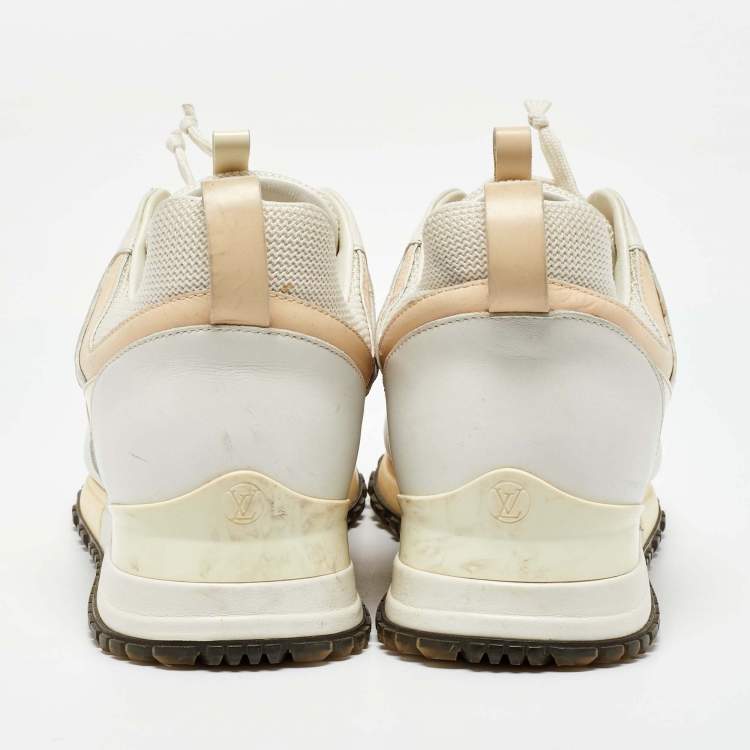 Pre Owned Louis Vuitton White Leather and Mesh Run Away Sneakers Size 37