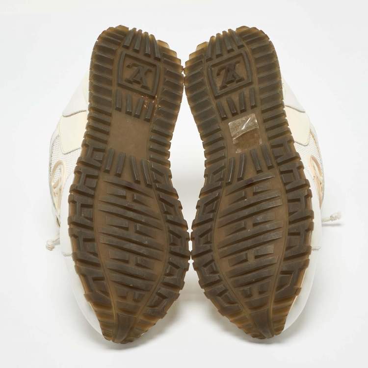 Pre Owned Louis Vuitton White Leather and Mesh Run Away Sneakers Size 37