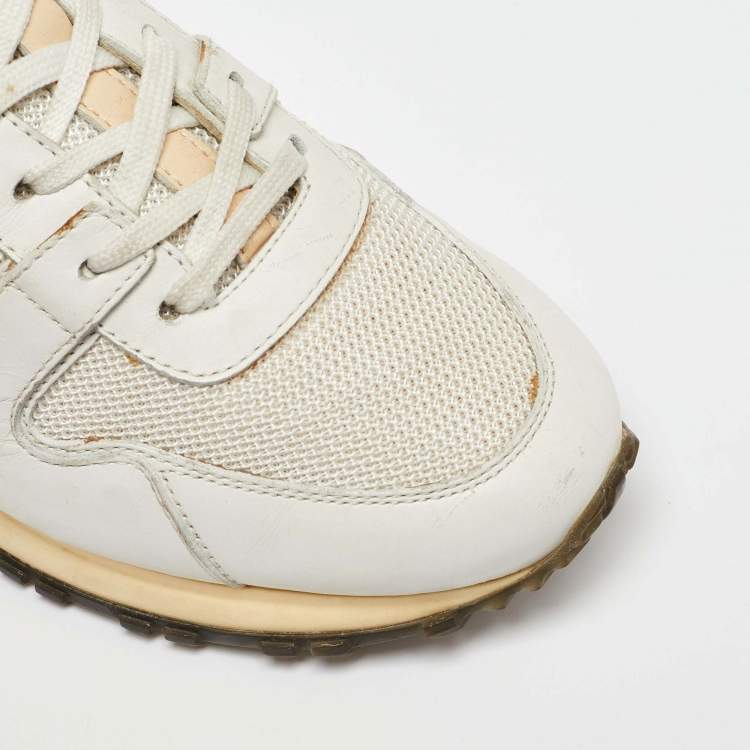 Pre Owned Louis Vuitton White Leather and Mesh Run Away Sneakers Size 37