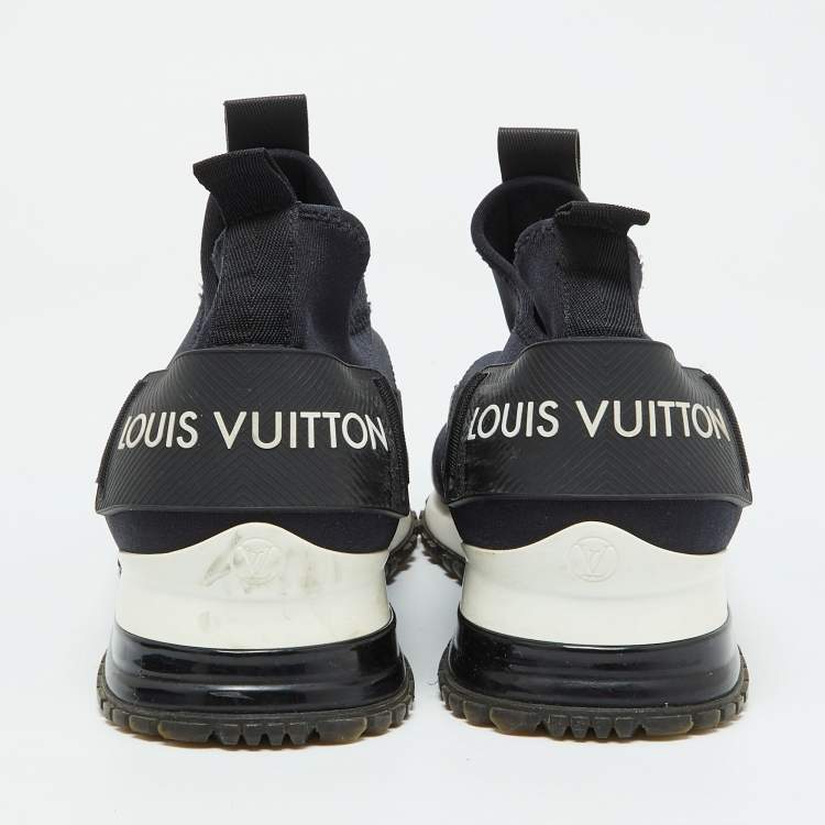 Pre Owned Louis Vuitton Black Neoprene and Leather Run Away Slip On Sneakers Size 38