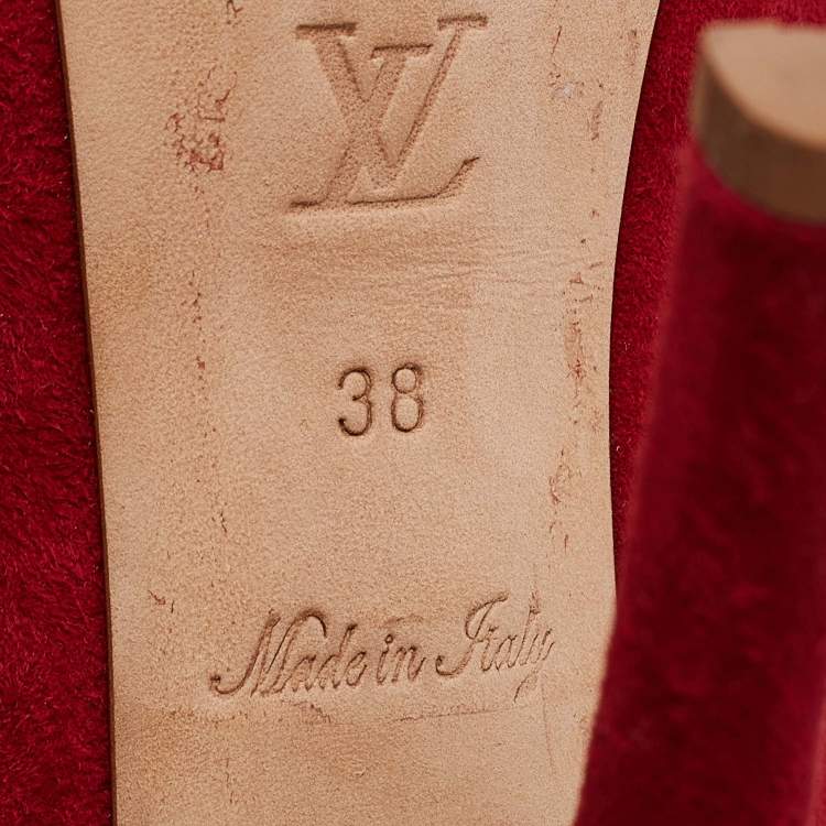 Pre Owned Louis Vuitton Red Suede Oh Really! Platform Pumps Size 38