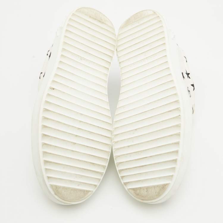 Pre Owned Louis Vuitton White/Brown Canvas Time Out Lace Up Sneakers Size 37
