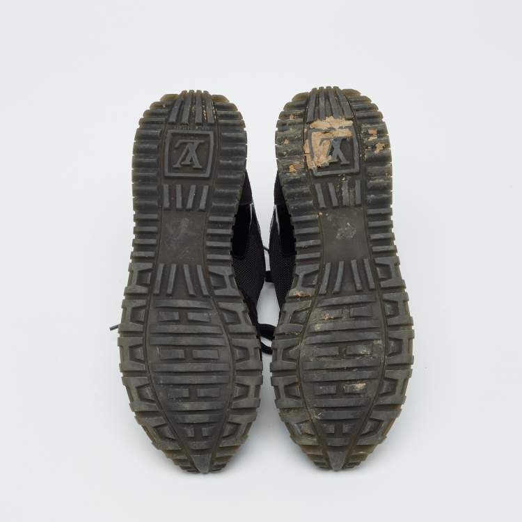 Pre Owned Louis Vuitton Black/Brown Mesh and Monogram Canvas Run Away Sneakers Size 36