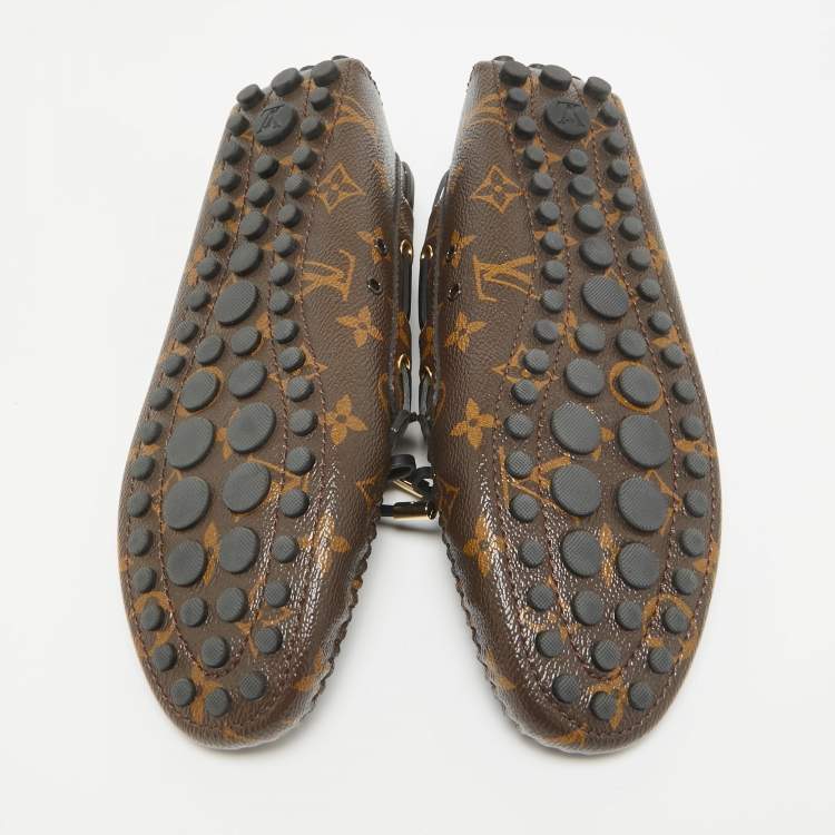 Pre Owned Louis Vuitton Brown Canvas Gloria Loafers Size 40