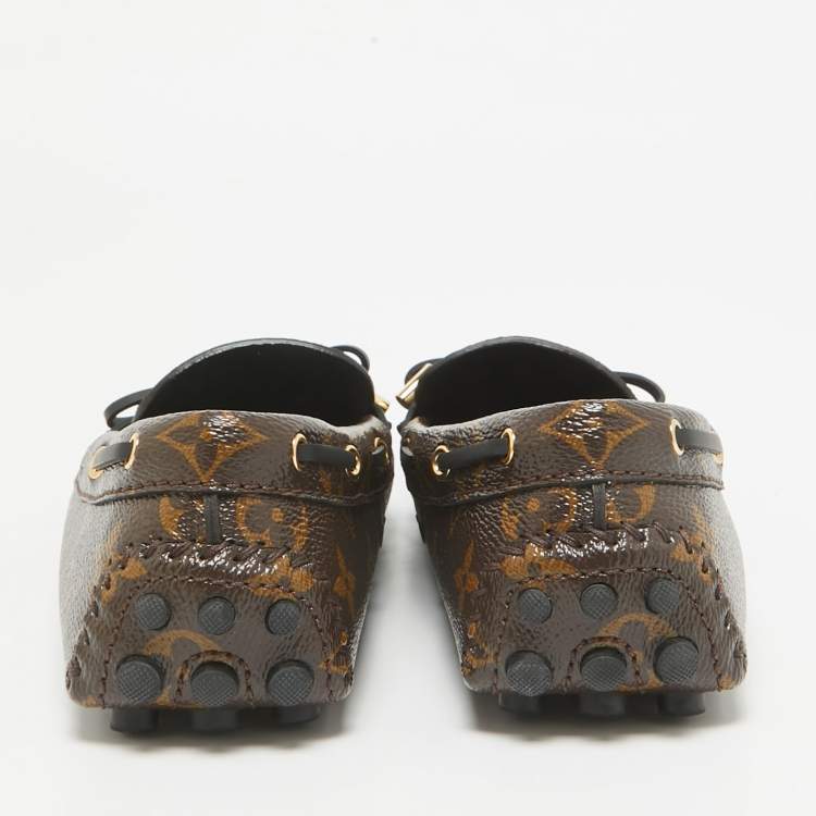 Pre Owned Louis Vuitton Brown Canvas Gloria Loafers Size 40