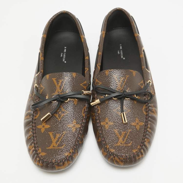 Pre Owned Louis Vuitton Brown Canvas Gloria Loafers Size 40